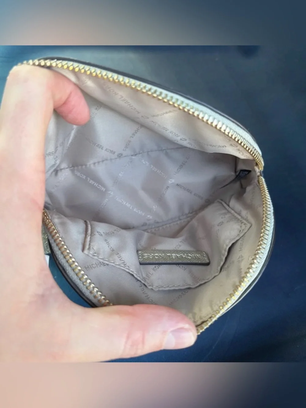Michael Kors Gold Glitter Dome Cosmetic Case